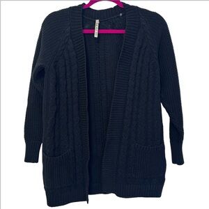 Leo & Nicole Black Cable Knit Open Front Cardigan Women’s Size Small